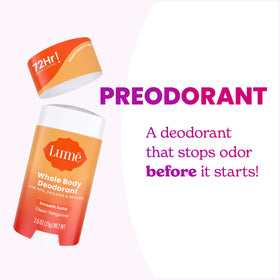 Lume deodorant stick being applied to skin