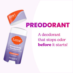 Lume deodorant stick on a bathroom counter