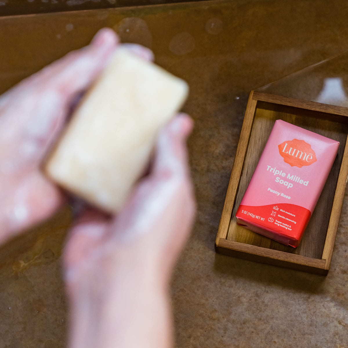 Lume soap showing ingredients list