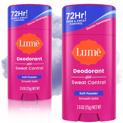 Lume Sweat Control Deodorant Solid Stick 2 pack front view