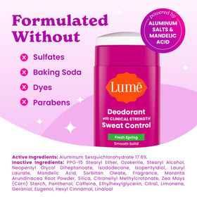 Lume Sweat Control Deodorant Solid Stick Fresh Spring back view