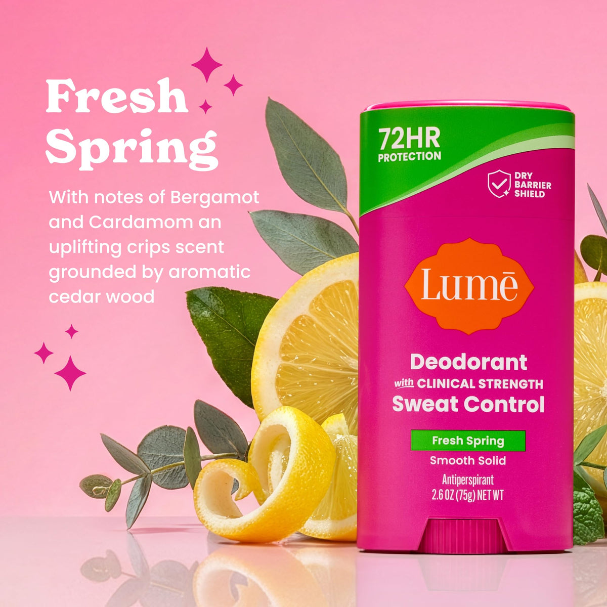 Lume Sweat Control Deodorant Solid Stick Fresh Spring packaging