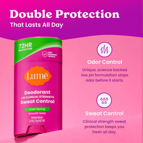 Lume Sweat Control Deodorant Solid Stick Fresh Spring side view