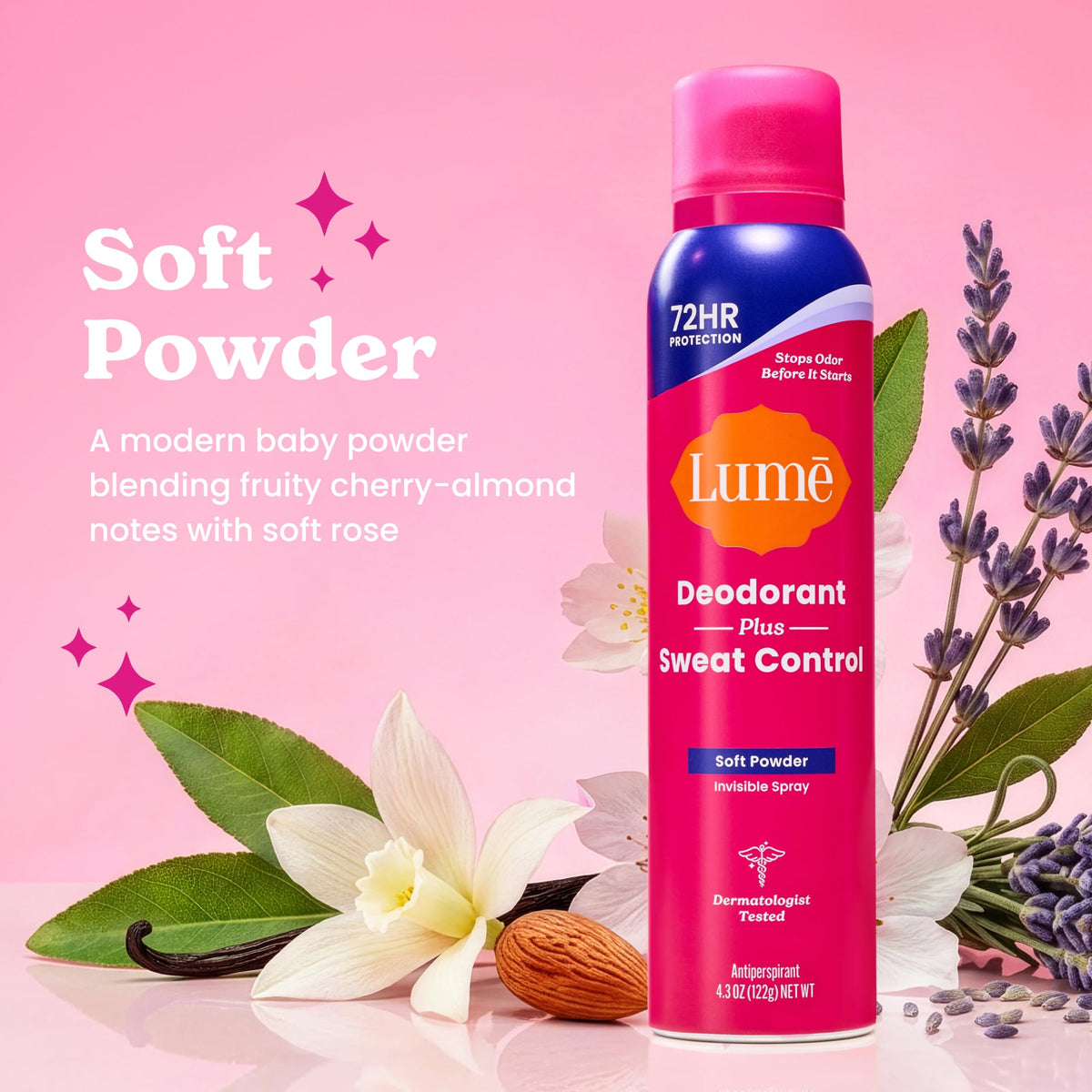 Lume Sweat Control Deodorant Spray 2 pk Soft Powder back view