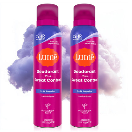 Lume Sweat Control Deodorant Spray 2 pk Soft Powder front view