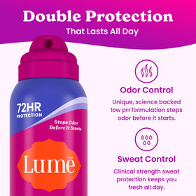 Lume Sweat Control Deodorant Spray 2 pk Soft Powder side view