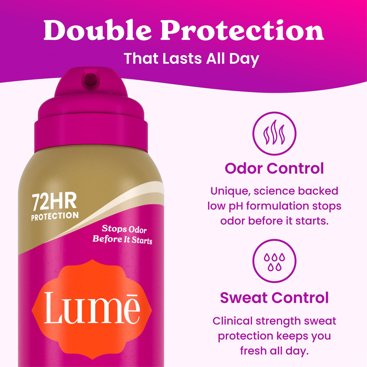 Lume Sweat Control Deodorant Spray Vanilla Bliss side view