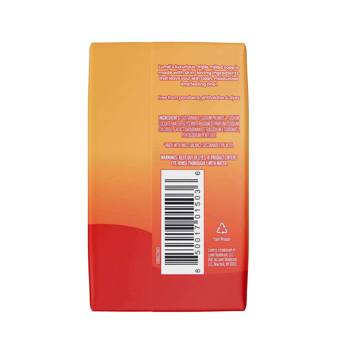 Lume Triple Milled Bar Soap Clean Tangerine packaging