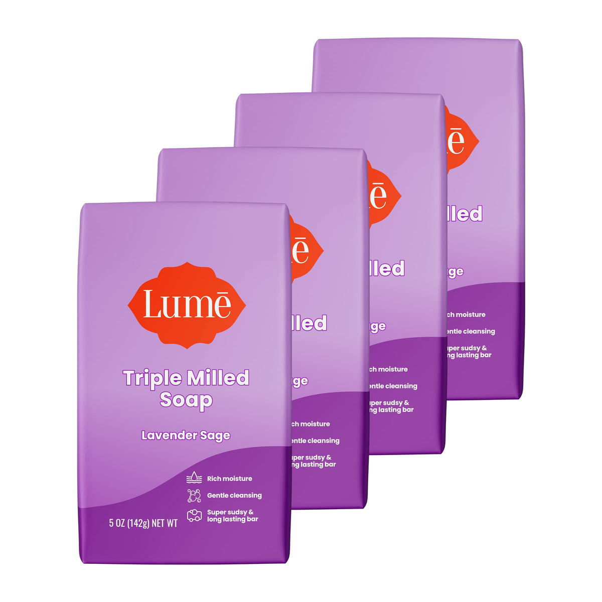 Lume Triple Milled Bar Soap Lavender Sage front view