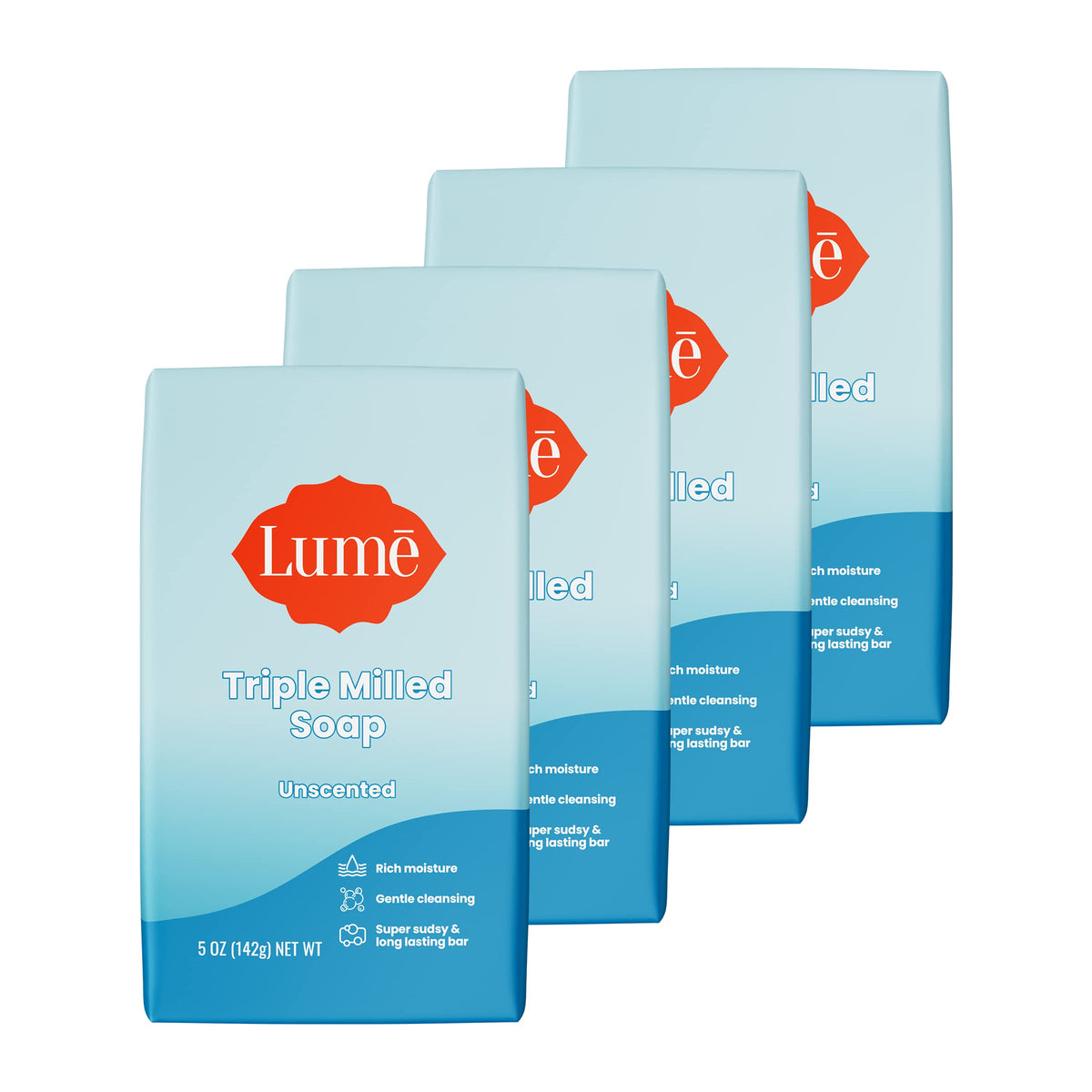 Lume Unscented Triple Milled Bar Soap 5 oz front view