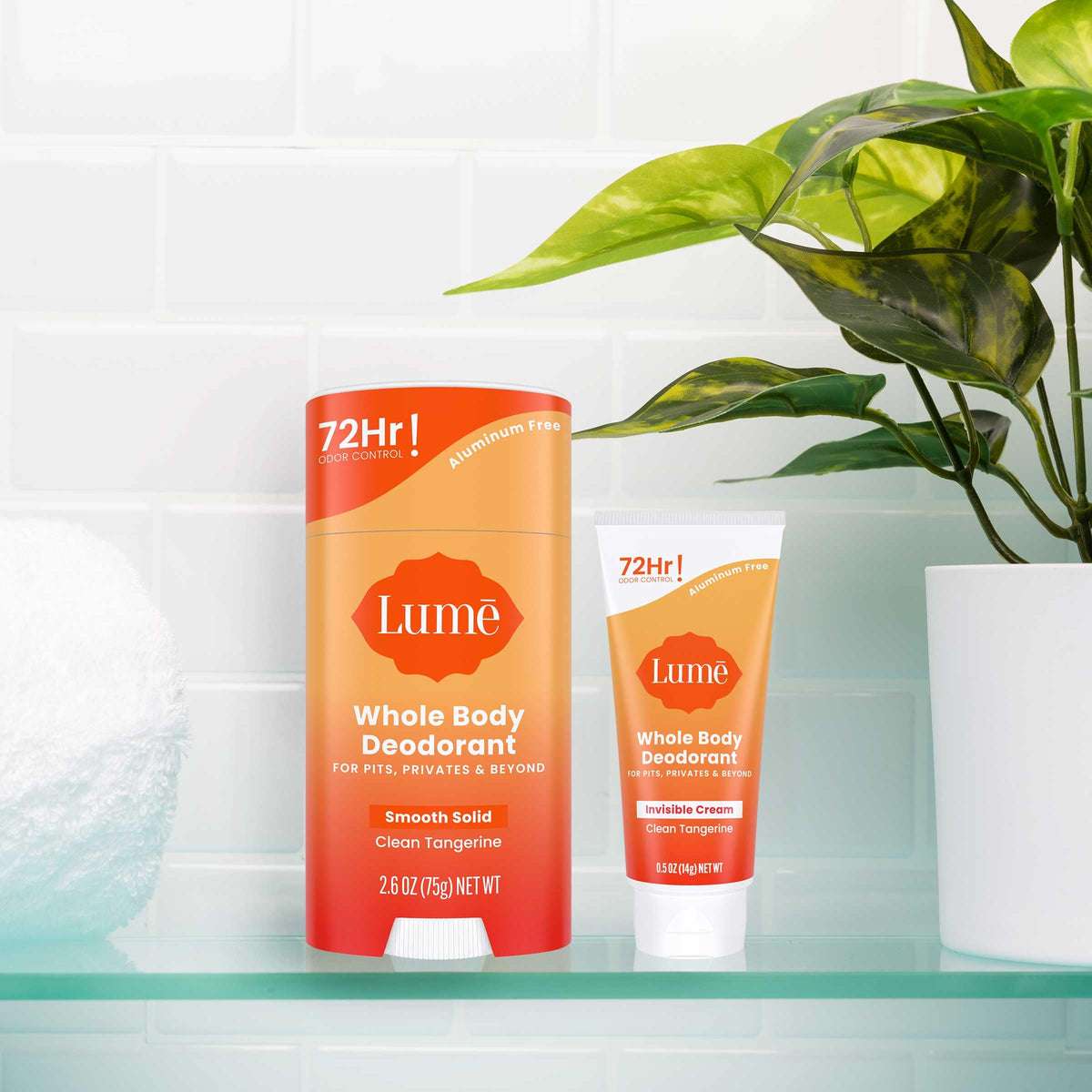 Lume Whole Body Deodorant Bundle packaging with ingredients