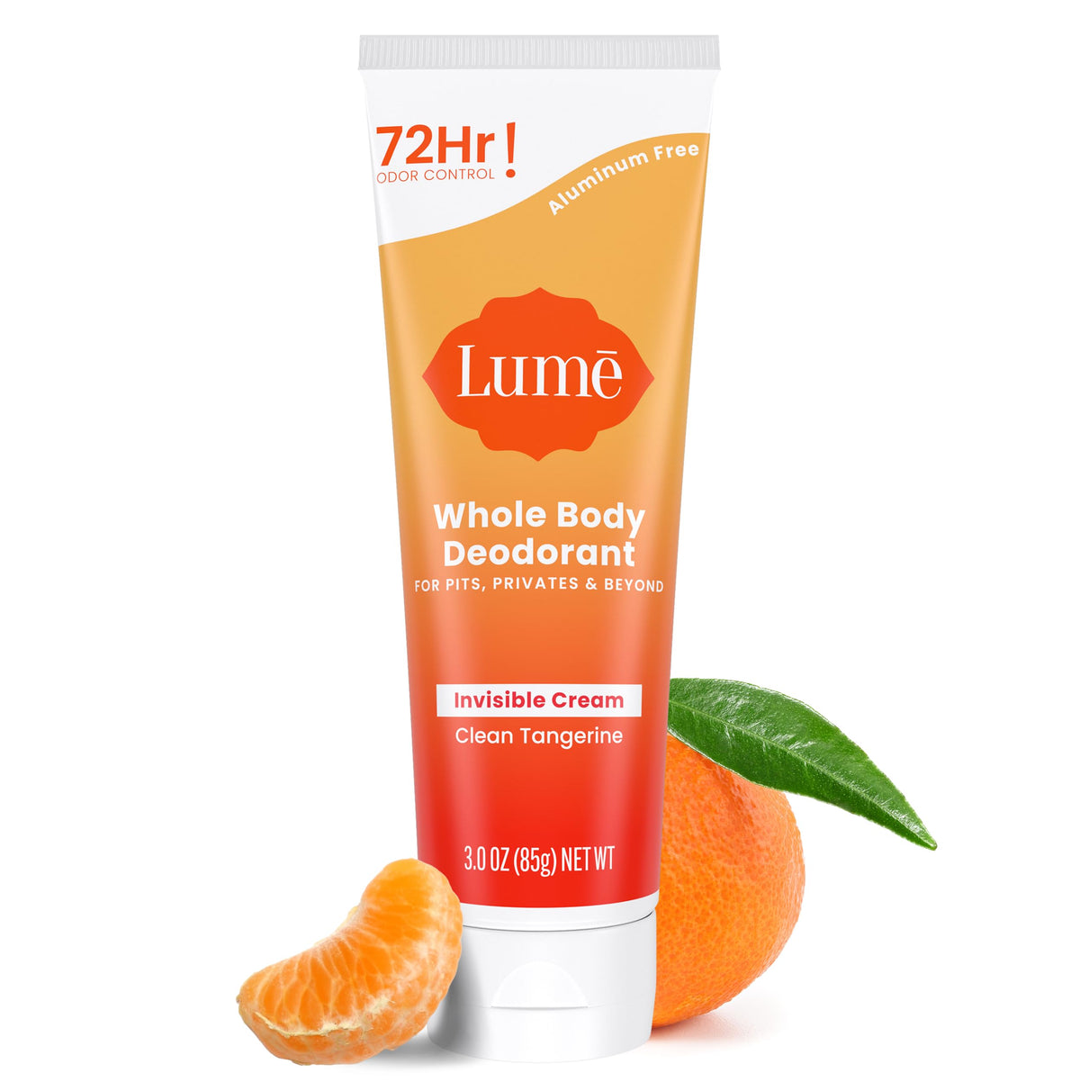 Lume Whole Body Deodorant Clean Tangerine cream tube front view