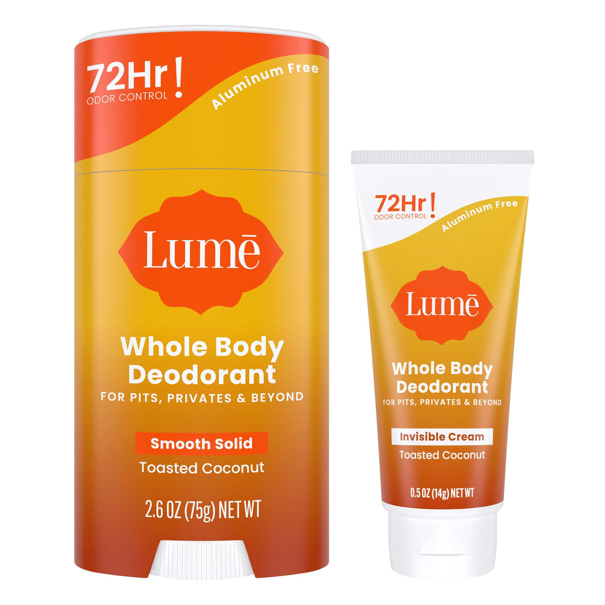 Lume Whole Body Deodorant Cream Mini 0.5oz Coconut front view