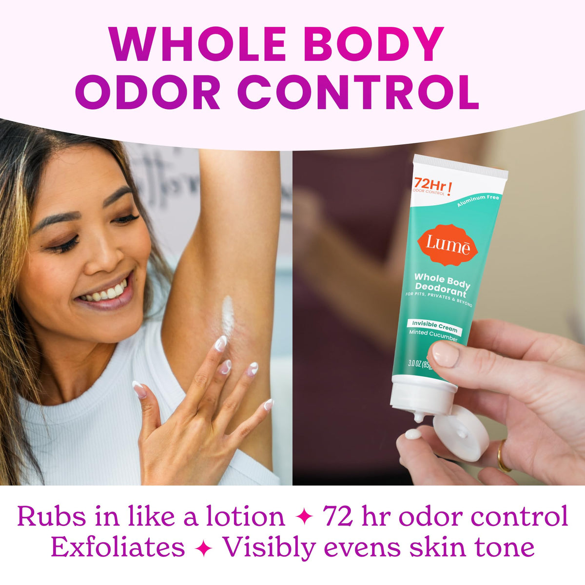 Lume Whole Body Deodorant Cream Minted Cucumber lifestyle scene