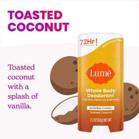 Lume Whole Body Deodorant Cream Stick 2.2 oz application on skin