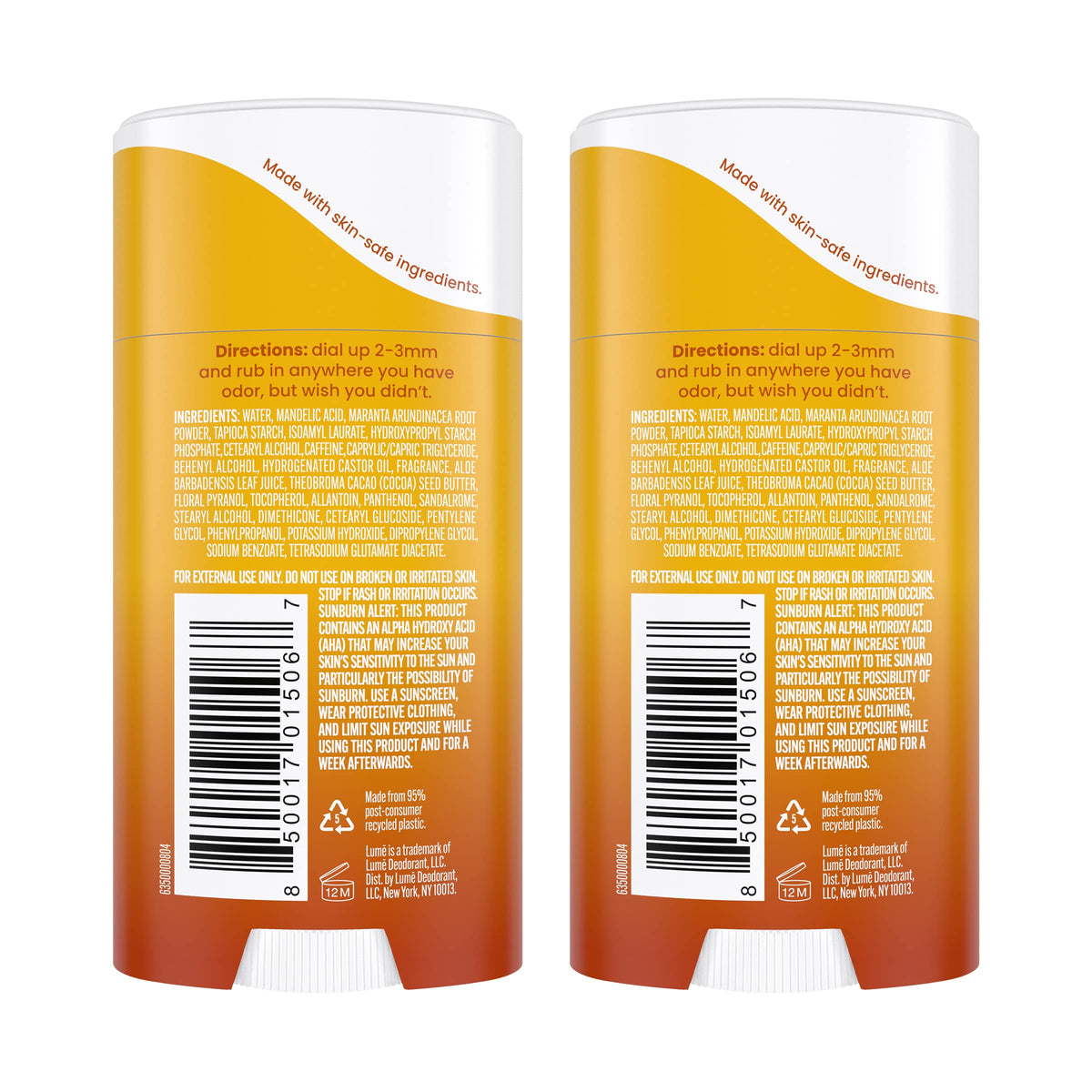 Lume Whole Body Deodorant Cream Stick 2.2 oz back view