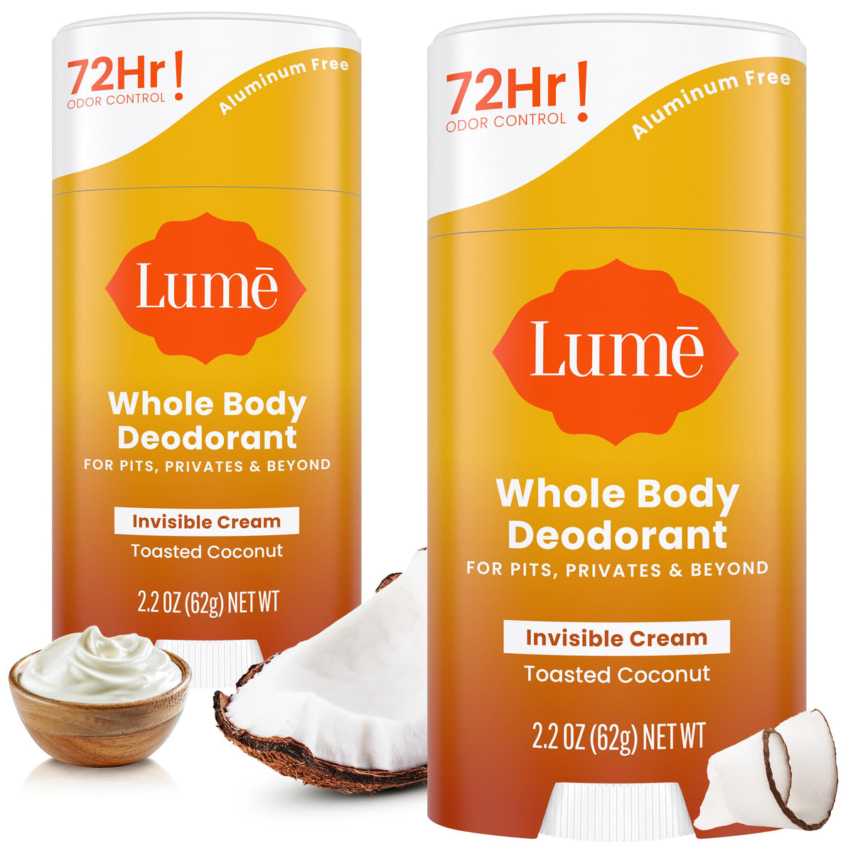 Lume Whole Body Deodorant Cream Stick 2.2 oz front view