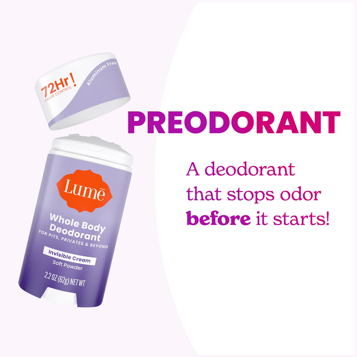Lume Whole Body Deodorant Cream Stick 2.2 oz ingredients list