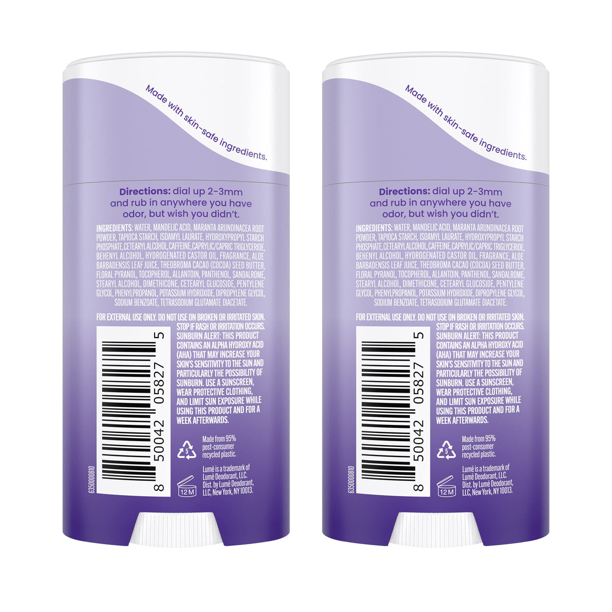 Lume Whole Body Deodorant Cream Stick 2.2 oz packaging