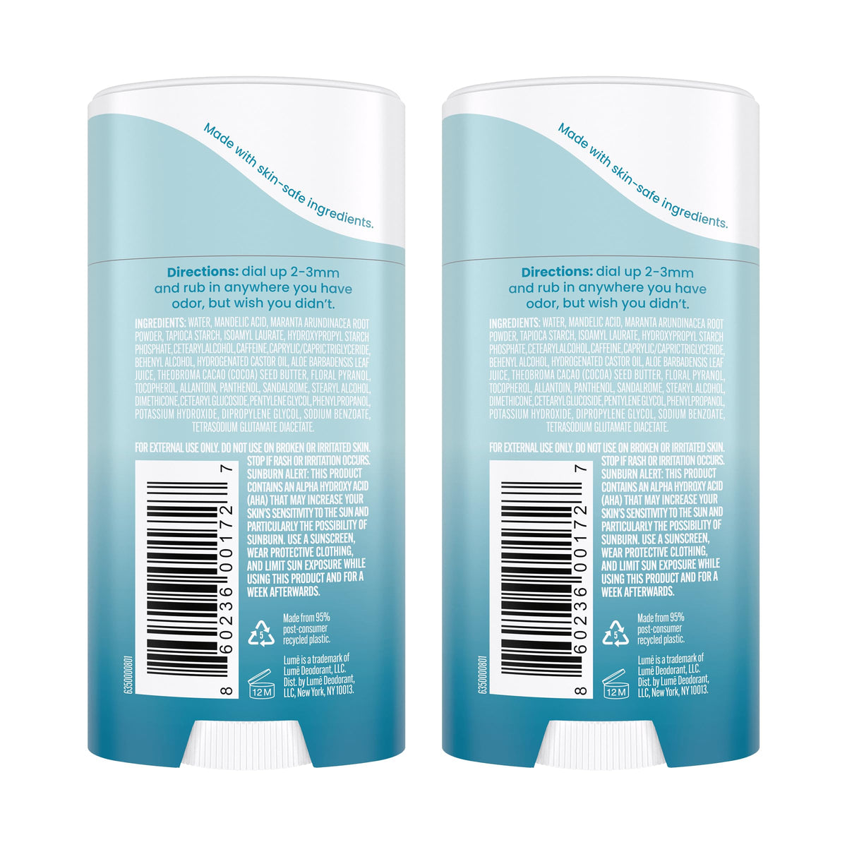 Lume Whole Body Deodorant Cream Stick 2.2 oz Unscented packaging