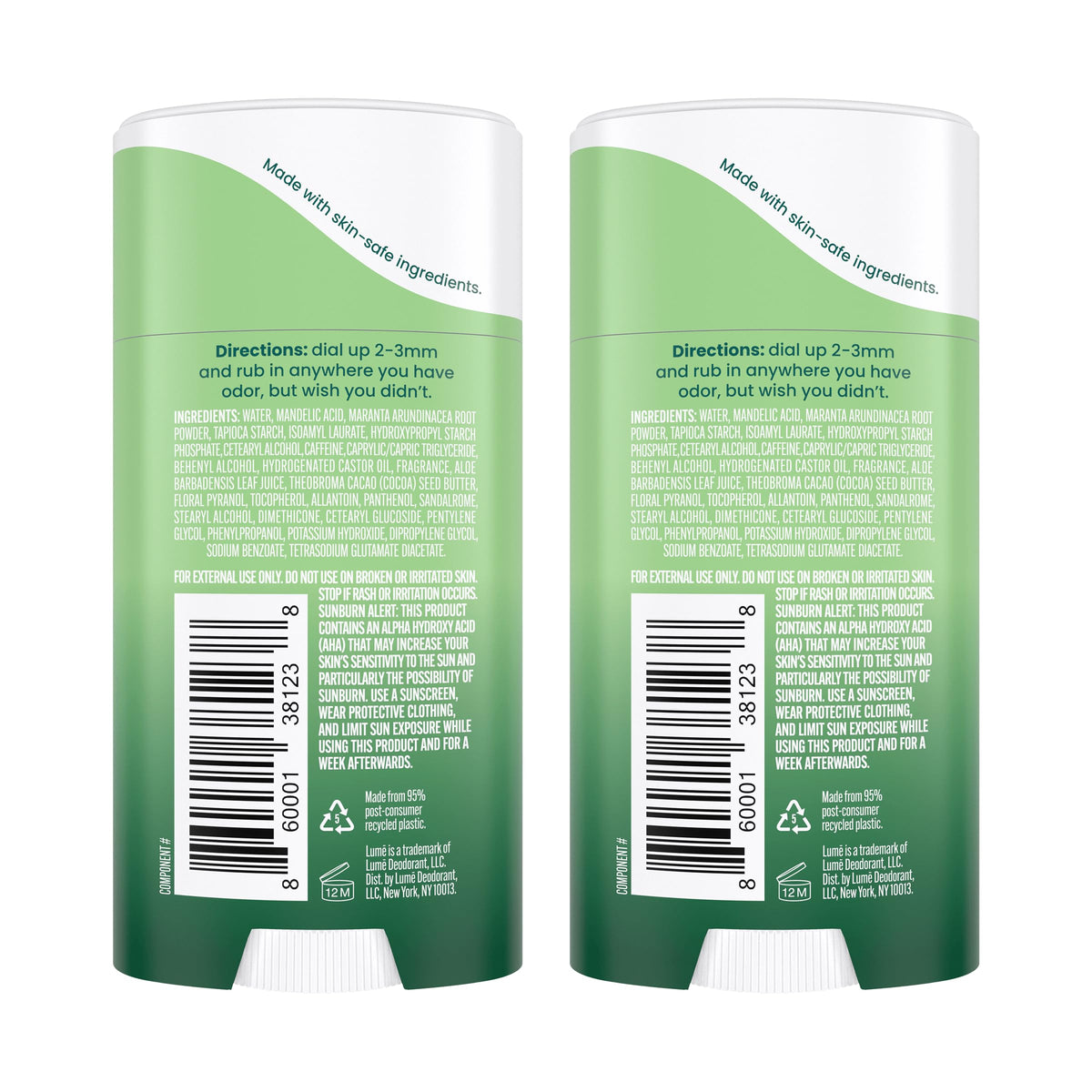 Lume Whole Body Deodorant Cream Stick Fresh Alpine back view