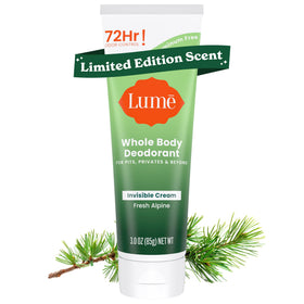 Lume Whole Body Deodorant Cream Tube 3 oz Fresh Alpine front view