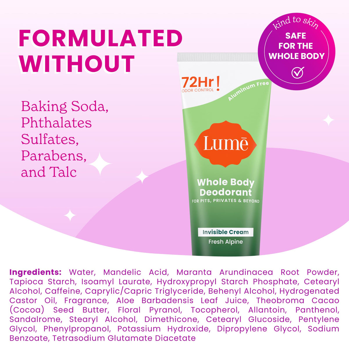 Lume Whole Body Deodorant Cream Tube 3 oz Fresh Alpine lifestyle scene