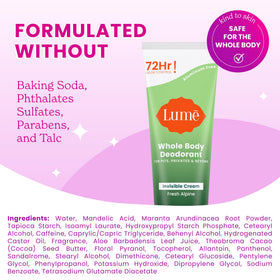 Lume Whole Body Deodorant Cream Tube 3 oz Fresh Alpine lifestyle scene