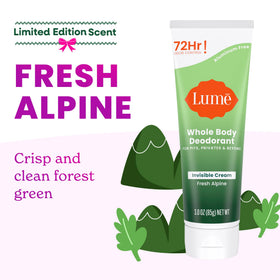 Lume Whole Body Deodorant Cream Tube 3 oz Fresh Alpine packaging