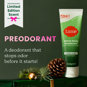 Lume Whole Body Deodorant Cream Tube 3 oz Fresh Alpine texture close-up
