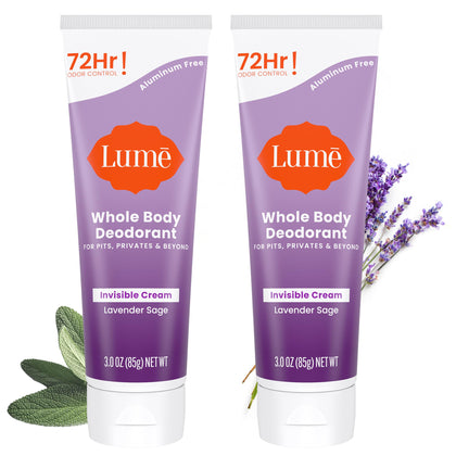 Lume Whole Body Deodorant Cream Tube 3 oz Lavender Sage front view