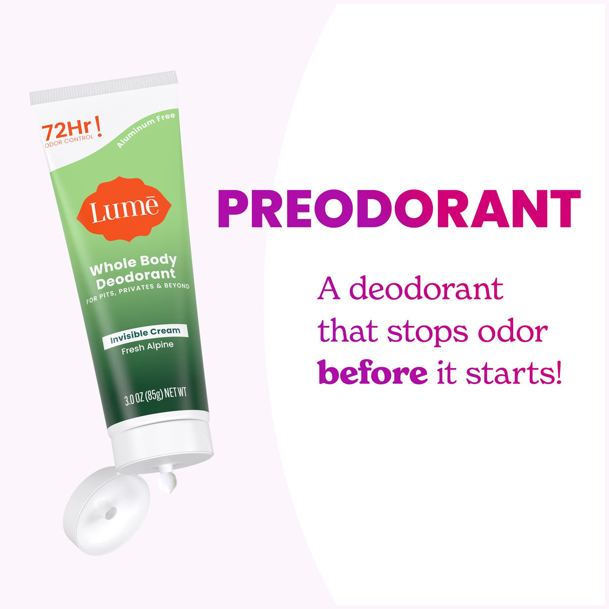 Lume Whole Body Deodorant Cream Tube 3 oz lifestyle scene
