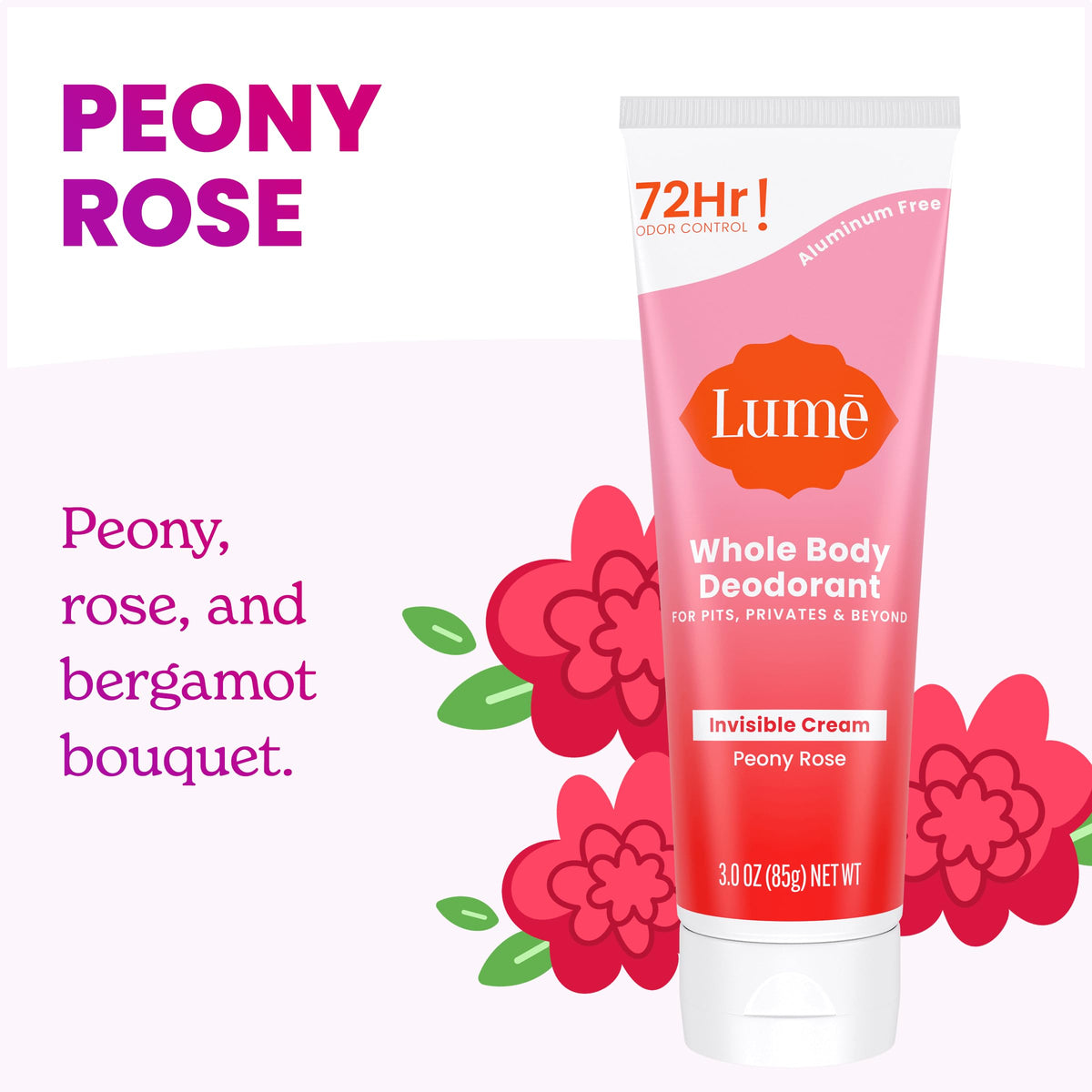 Lume Whole Body Deodorant Cream Tube 3 oz opened with product visible