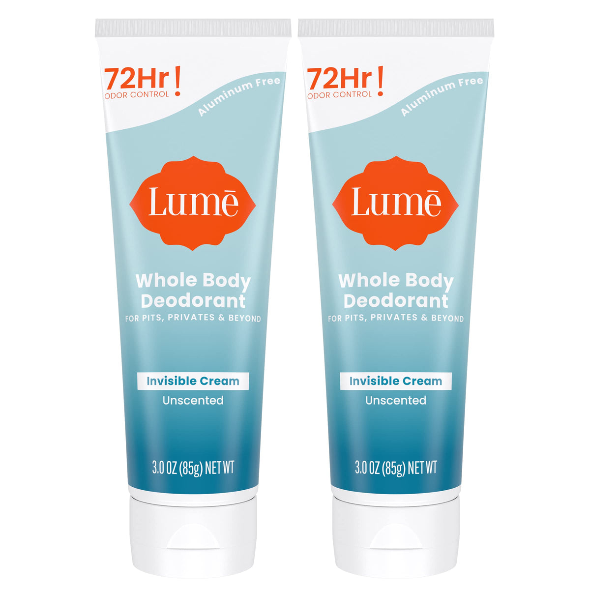 Lume Whole Body Deodorant Cream Tube 3 oz, Unscented front view