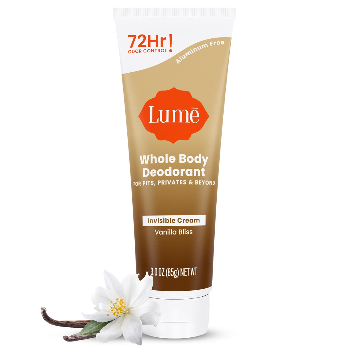 Lume Whole Body Deodorant Cream Tube 3 oz Vanilla Bliss front view