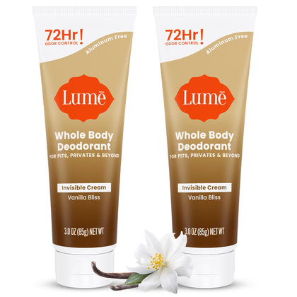 Lume Whole Body Deodorant Cream Tube 3 oz Vanilla Bliss front view