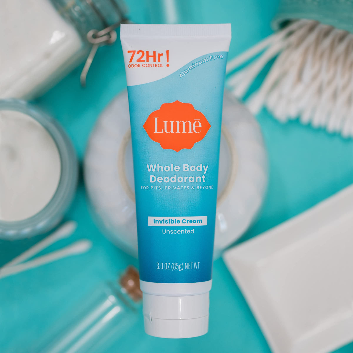 Lume Whole Body Deodorant Cream Tube 3 oz with natural background