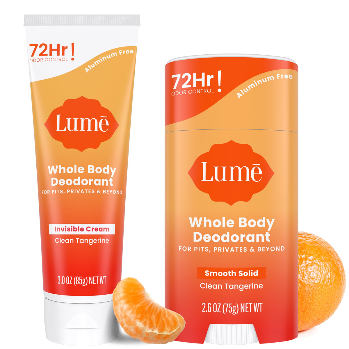 Lume Whole Body Deodorant Cream Tube 3oz in Clean Tangerine
