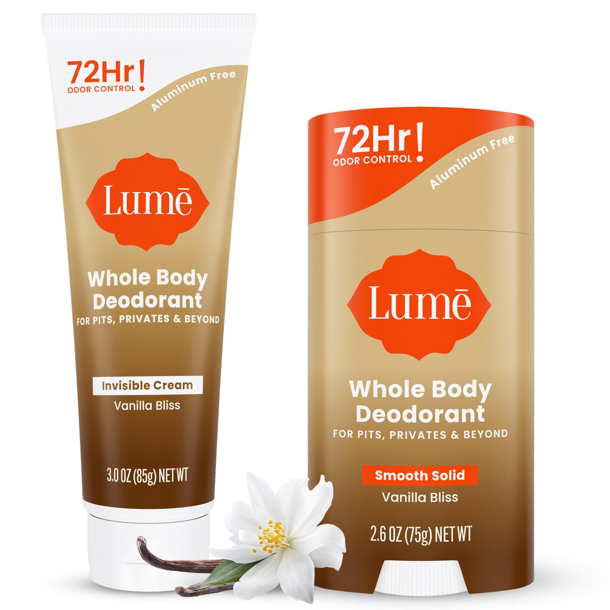 Lume Whole Body Deodorant Cream Tube 3oz Vanilla front view