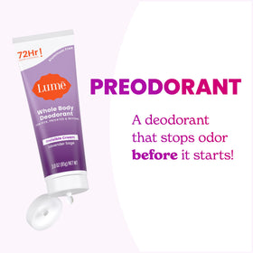 Lume Whole Body Deodorant Cream Tube Lavender Sage lifestyle scene