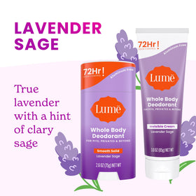 Lume Whole Body Deodorant Cream Tube Lavender Sage texture close-up