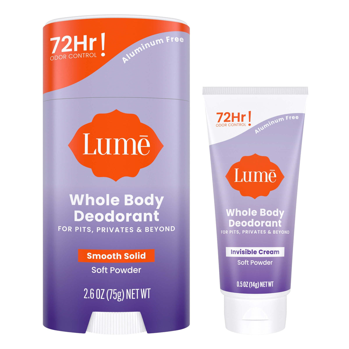 Lume Whole Body Deodorant Cream Tube Mini 0.5oz front view