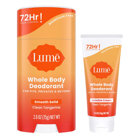 Lume Whole Body Deodorant Cream Tube Mini and Stick Bundle in Tangerine