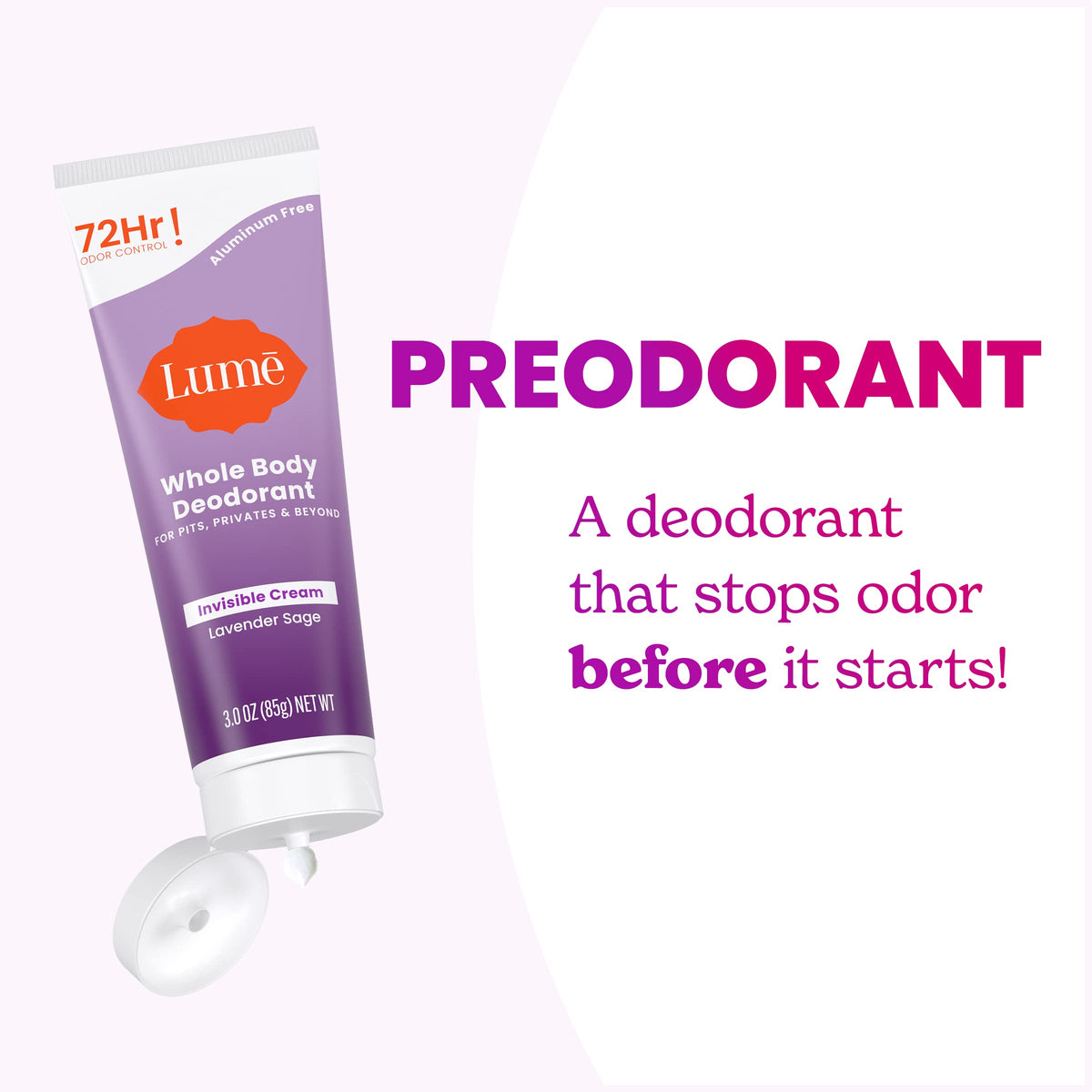Lume Whole Body Deodorant Lavender Sage cream tube packaging