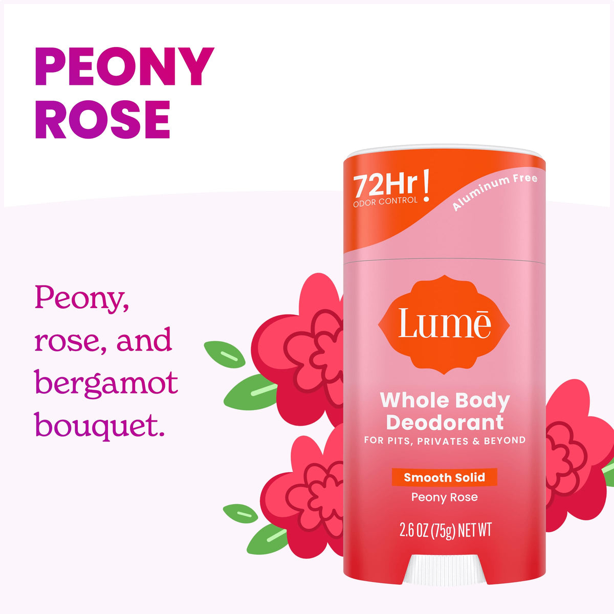 Lume Whole Body Deodorant Peony Rose scent description