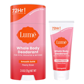 Lume Whole Body Deodorant Peony Rose solid stick front view