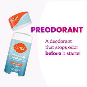 Lume Whole Body Deodorant Solid Stick 2.6 oz Unscented close-up of stick