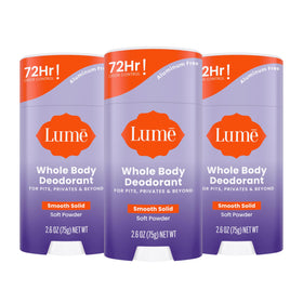 Lume Whole Body Deodorant Solid Stick 3 pk Soft Powder front view