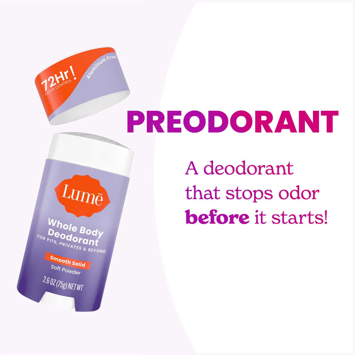 Lume Whole Body Deodorant Solid Stick Soft Powder lifestyle use