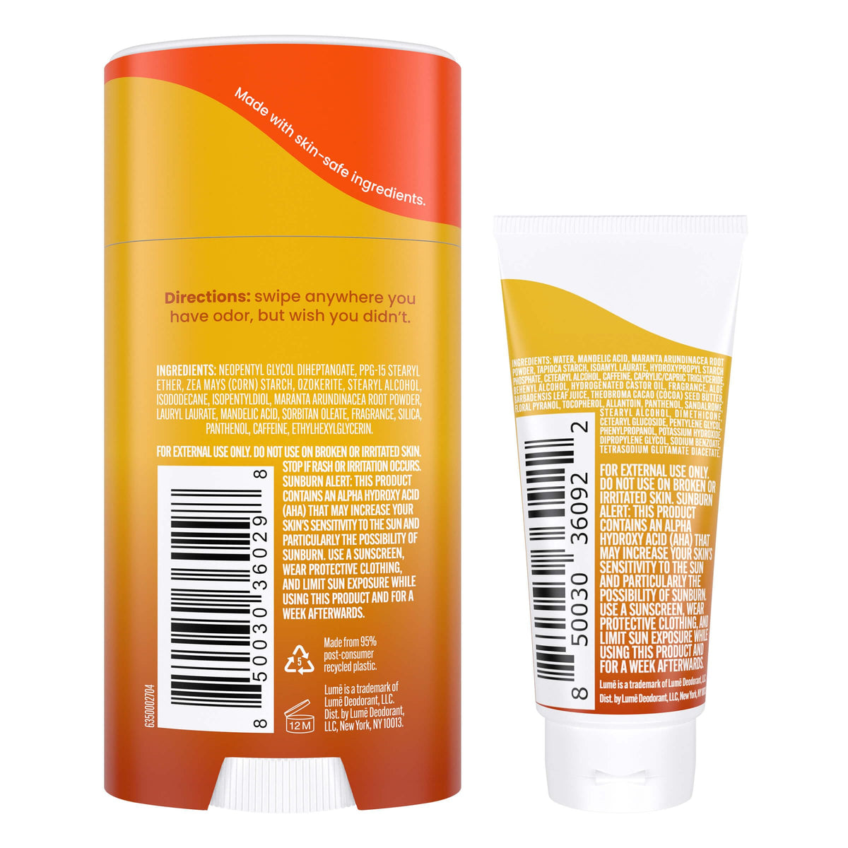 Lume Whole Body Deodorant Stick 2.6oz Coconut front view